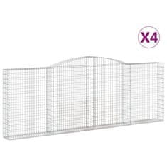 Greatstore 4 db íves horganyzott vas gabion kosár 400x30x140/160 cm