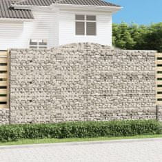 Greatstore 3 db íves horganyzott vas gabion kosár 400x30x220/240 cm