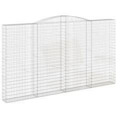 Greatstore 3 db íves horganyzott vas gabion kosár 400x30x220/240 cm