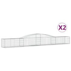 Greatstore 2 db íves horganyzott vas gabion kosár 400x50x40/60 cm