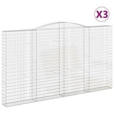 Greatstore 3 db íves horganyzott vas gabion kosár 400x30x220/240 cm