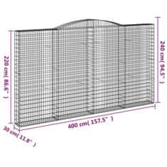 Greatstore 3 db íves horganyzott vas gabion kosár 400x30x220/240 cm