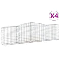 Greatstore 4 db íves horganyzott vas gabion kosár 400x50x100/120 cm