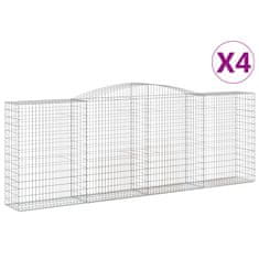 Greatstore 4 db íves horganyzott vas gabion kosár 400x50x140/160 cm