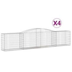 Greatstore 4 db íves horganyzott vas gabion kosár 400x50x80/100 cm