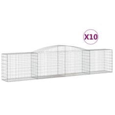 Greatstore 10 db íves horganyzott vas gabion kosár 400x50x80/100 cm