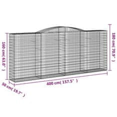 Greatstore 4 db íves horganyzott vas gabion kosár 400x50x160/180 cm