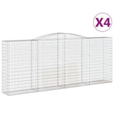 Greatstore 4 db íves horganyzott vas gabion kosár 400x50x160/180 cm