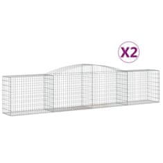 Greatstore 2 db íves horganyzott vas gabion kosár 400x50x80/100 cm