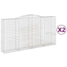 Greatstore 2 db íves horganyzott vas gabion kosár 400x50x200/220 cm