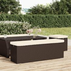 shumee barna polyrattan zsámolypad párnával 110 x 30 x 40 cm