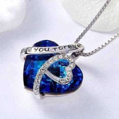 Netscroll Kék női szív alakú nyaklánc felirattal, Titanic ékszer az 'Örökké szeretlek' üzenettel, ezüstözött fém 925, TitanicNecklace