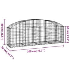 Greatstore íves horganyzott vas gabion kosár 200x50x60/80 cm