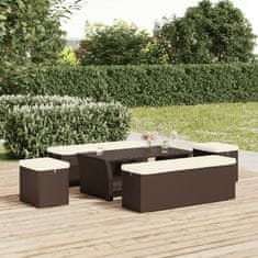 shumee barna polyrattan zsámolypad párnával 110 x 30 x 40 cm