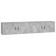 Greatstore 2 db betonszürke fali TV-szekrény 100 x 34,5 x 40 cm