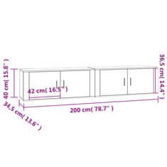 Greatstore 2 db betonszürke fali TV-szekrény 100 x 34,5 x 40 cm