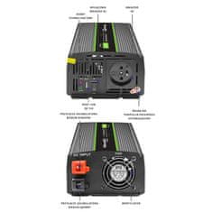 Qoltec Monolith feszültség átalakító | 1000W | 2000W | 12V - 230V | Pure Sine