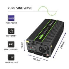 Qoltec Monolith feszültség átalakító | 1000W | 2000W | 12V - 230V | Pure Sine