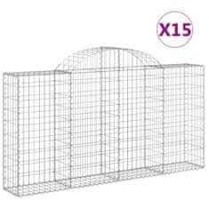 shumee 15 db íves horganyzott vas gabion kosár 200x30x100/120 cm