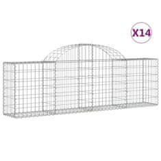 Greatstore 14 db íves horganyzott vas gabion kosár 200x30x60/80 cm