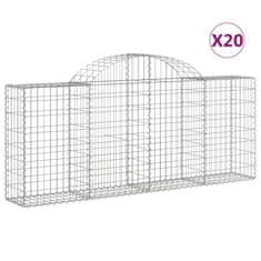 Greatstore 20 db íves horganyzott vas gabion kosár 200x30x80/100 cm