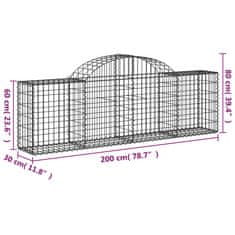 Greatstore 14 db íves horganyzott vas gabion kosár 200x30x60/80 cm