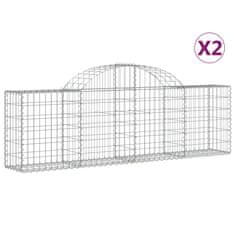 Greatstore 2 db íves horganyzott vas gabion kosár 200x30x60/80 cm