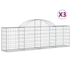 Greatstore 3 db íves horganyzott vas gabion kosár 200x30x60/80 cm