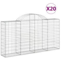 Greatstore 20 db íves horganyzott vas gabion kosár 200x30x100/120 cm