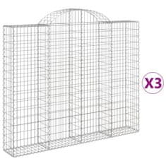 Greatstore 3 db íves horganyzott vas gabion kosár 200x30x160/180 cm