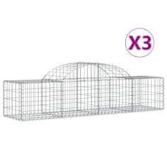 Greatstore 3 db íves horganyzott vas gabion kosár 200x50x40/60 cm