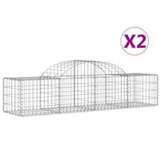 Greatstore 2 db íves horganyzott vas gabion kosár 200x50x40/60 cm