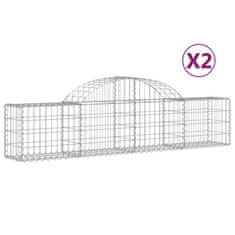 Greatstore 2 db íves horganyzott vas gabion kosár 200x30x40/60 cm