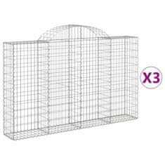 Greatstore 3 db íves horganyzott vas gabion kosár 200x30x120/140 cm