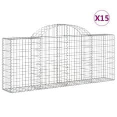 shumee 15 db íves horganyzott vas gabion kosár 200x30x80/100 cm