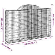 Greatstore 3 db íves horganyzott vas gabion kosár 200x30x120/140 cm