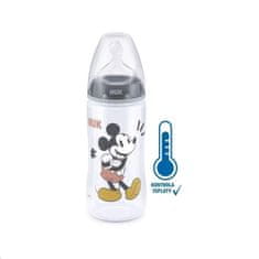 Nuk Baba tanuló itatópohár, cumisüveg Disney Mickey hőmérséklet jelzővel 300 ml szürke