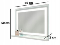 Fürdőszoba TÜKÖR integrált LED világítással, tükör polccal.