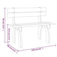 Vidaxl impregnált fenyőfa kerti pad 150 cm 41960