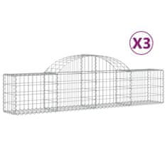 Greatstore 3 db íves horganyzott vas gabion kosár 200x30x40/60 cm