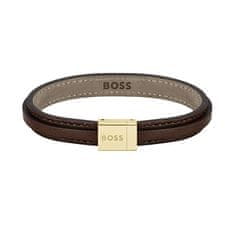 Hugo Boss Barna bőr karkötő férfiaknak 1580329M (Hossz 17,5 cm)