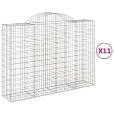 Greatstore 11 db íves horganyzott vas gabion kosár 200x50x140/160 cm