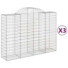 Greatstore 3 db íves horganyzott vas gabion kosár 200x50x140/160 cm