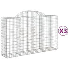 Greatstore 3 db íves horganyzott vas gabion kosár 200x50x120/140 cm