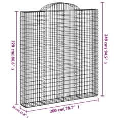 Greatstore 2 db íves horganyzott vas gabion kosár 200x30x220/240 cm