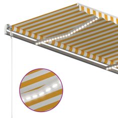 Vidaxl sárga-fehér szélérzékelős és LED-es napellenző 450 x 300 cm 3068933