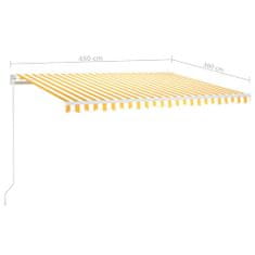 Vidaxl sárga-fehér szélérzékelős és LED-es napellenző 450 x 300 cm 3068933