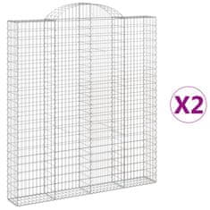 Greatstore 2 db íves horganyzott vas gabion kosár 200x30x220/240 cm