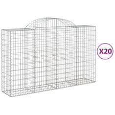 Greatstore 20 db íves horganyzott vas gabion kosár 200x50x120/140 cm