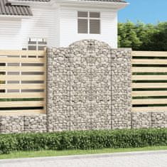 Greatstore 2 db íves horganyzott vas gabion kosár 200x30x220/240 cm